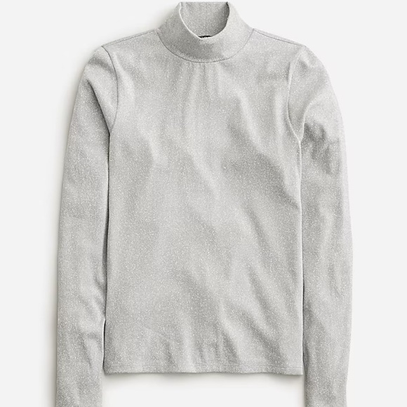 J. CREW Metallic, silver mock neck turtleneck size M - Picture 1 of 6